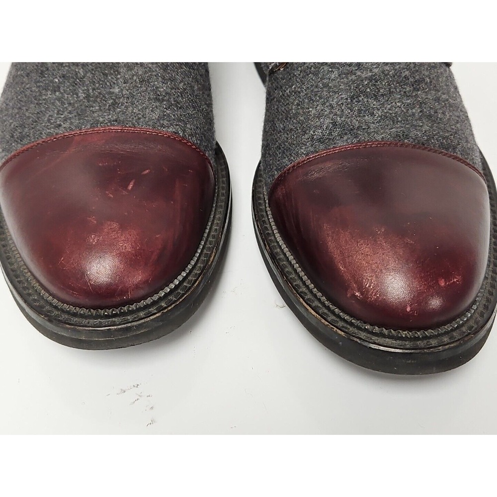 TAFT The Jack Cap Toe Boot In Grey/Oxblood Wool/Leather Men's Size 9 - Picture 3 of 14